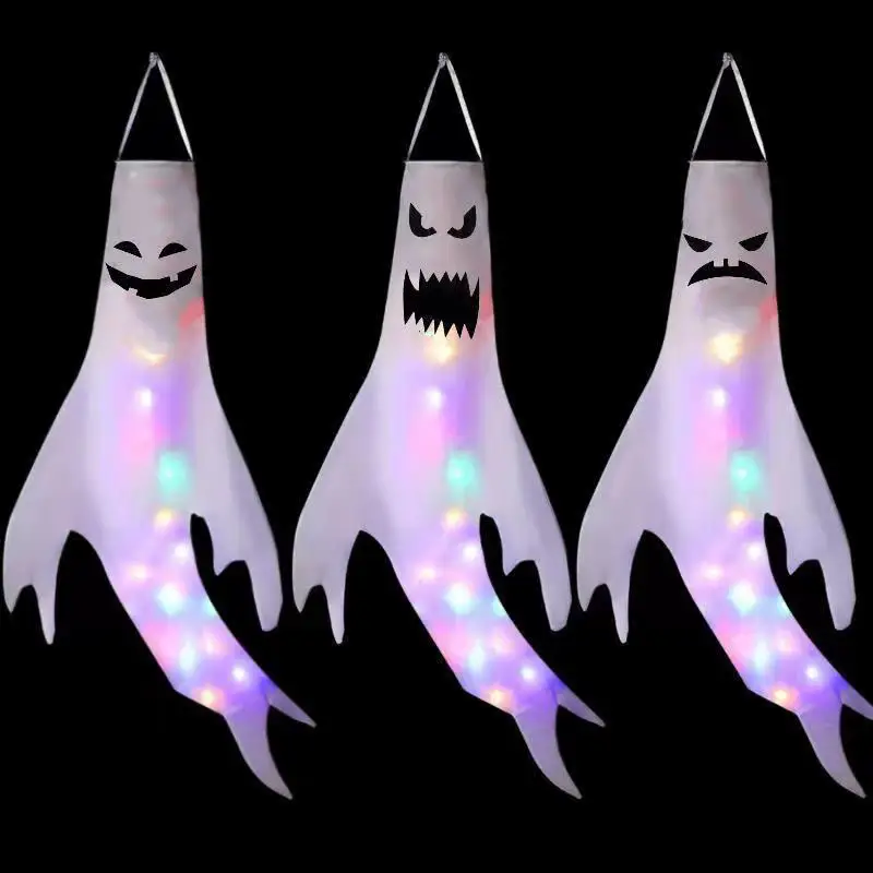 Outdoor Lighting Effects - Halloween LED Ghost Windsock Hanging Decoration