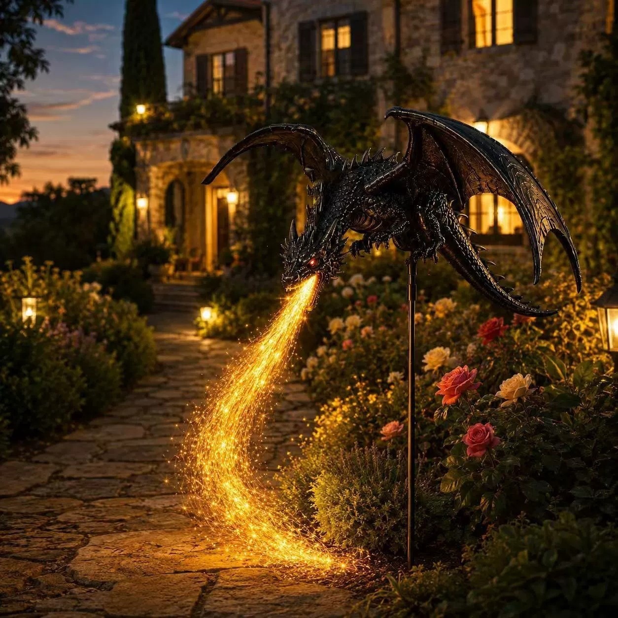 Outdoor Lighting Pathway - Solar Dragon Fire Garden Light, Solars