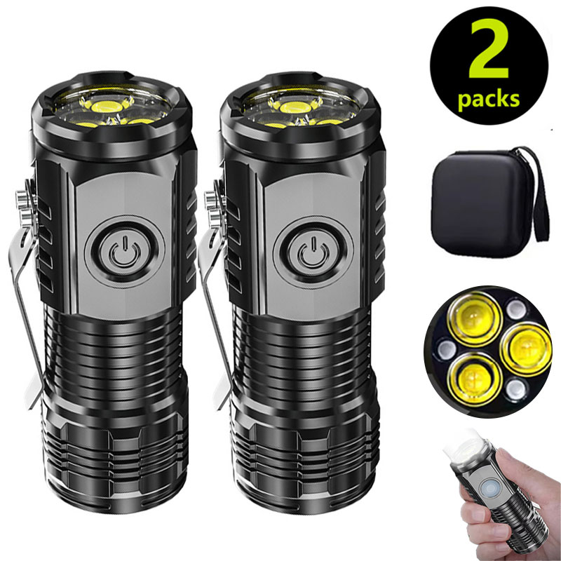 Outdoor Lighting Black - Mini 3LED Flashlight With Pen Clip，Night