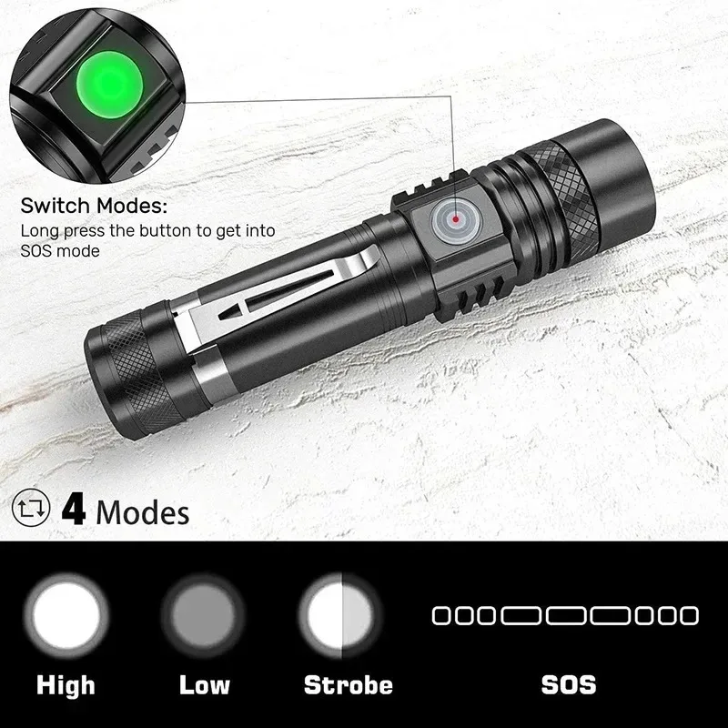 Rechargeable T6 Handheld Flash - đánh giá và giá Outdoor Lighting Black