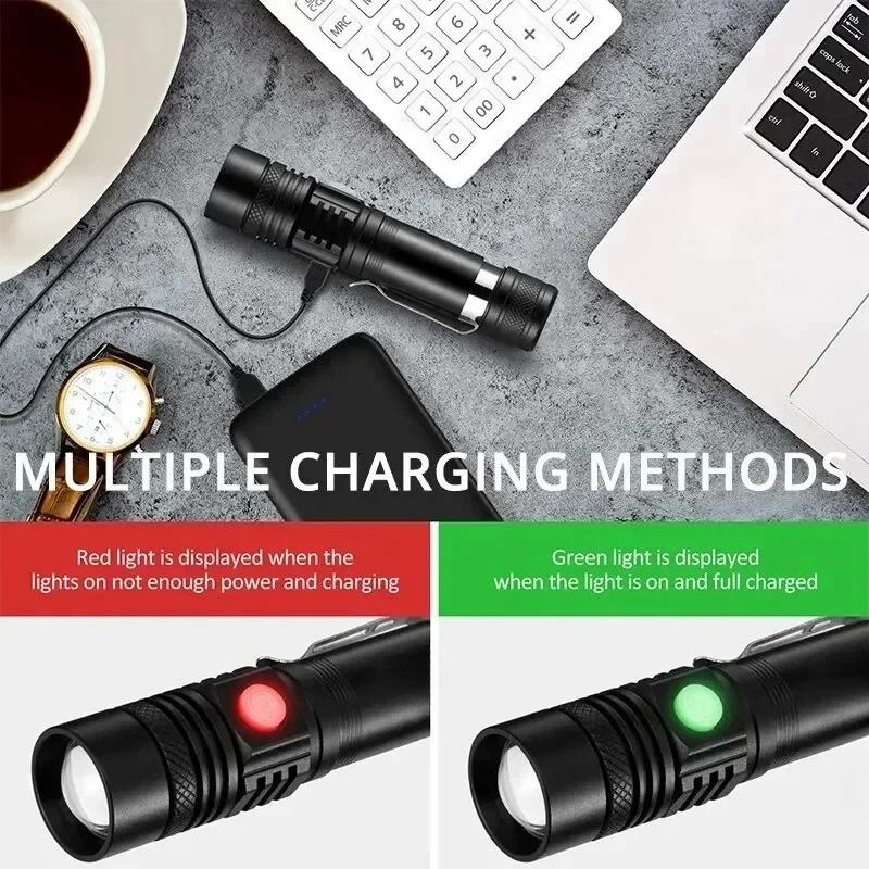 Rechargeable T6 Handheld Flash - đánh giá và giá Outdoor Lighting Black