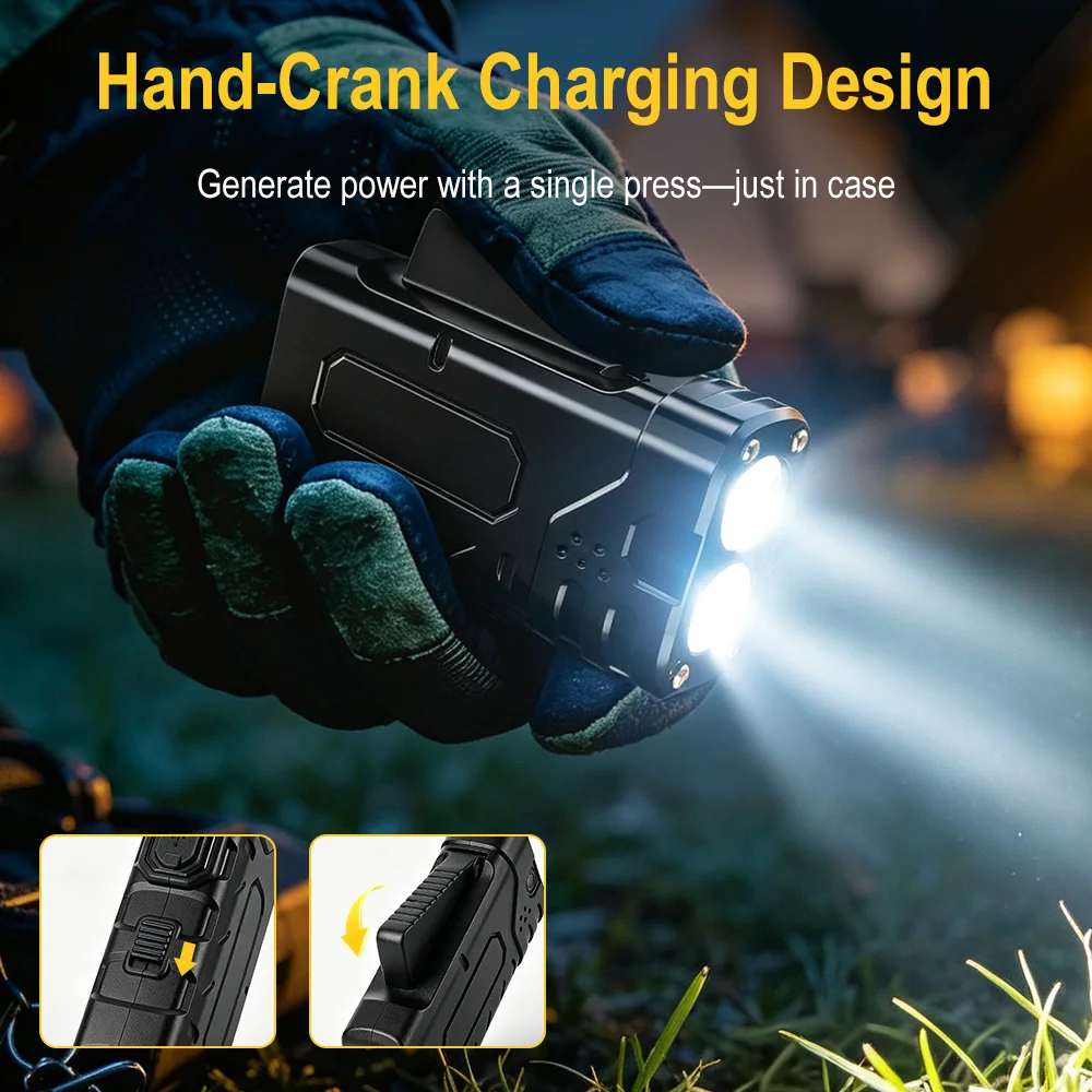 BORUIiT Hand Crank EDC LED Fla - đánh giá và giá Outdoor Lighting Black