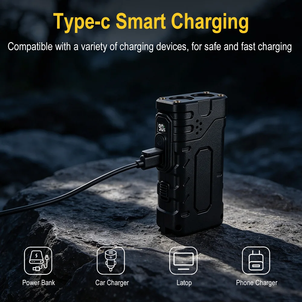BORUIiT Hand Crank EDC LED Fla - đánh giá và giá Outdoor Lighting Black