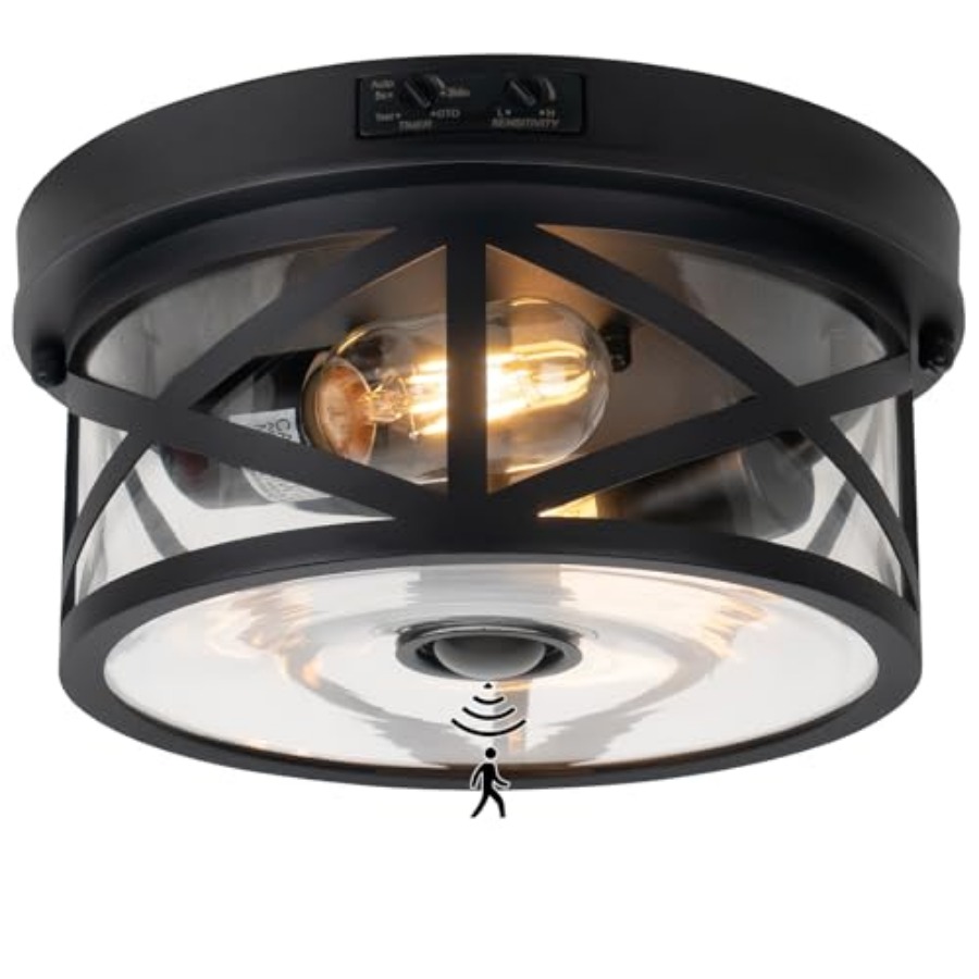 Motion Sensor Outdoor Ceiling  - đánh giá và giá Outdoor Lighting Black