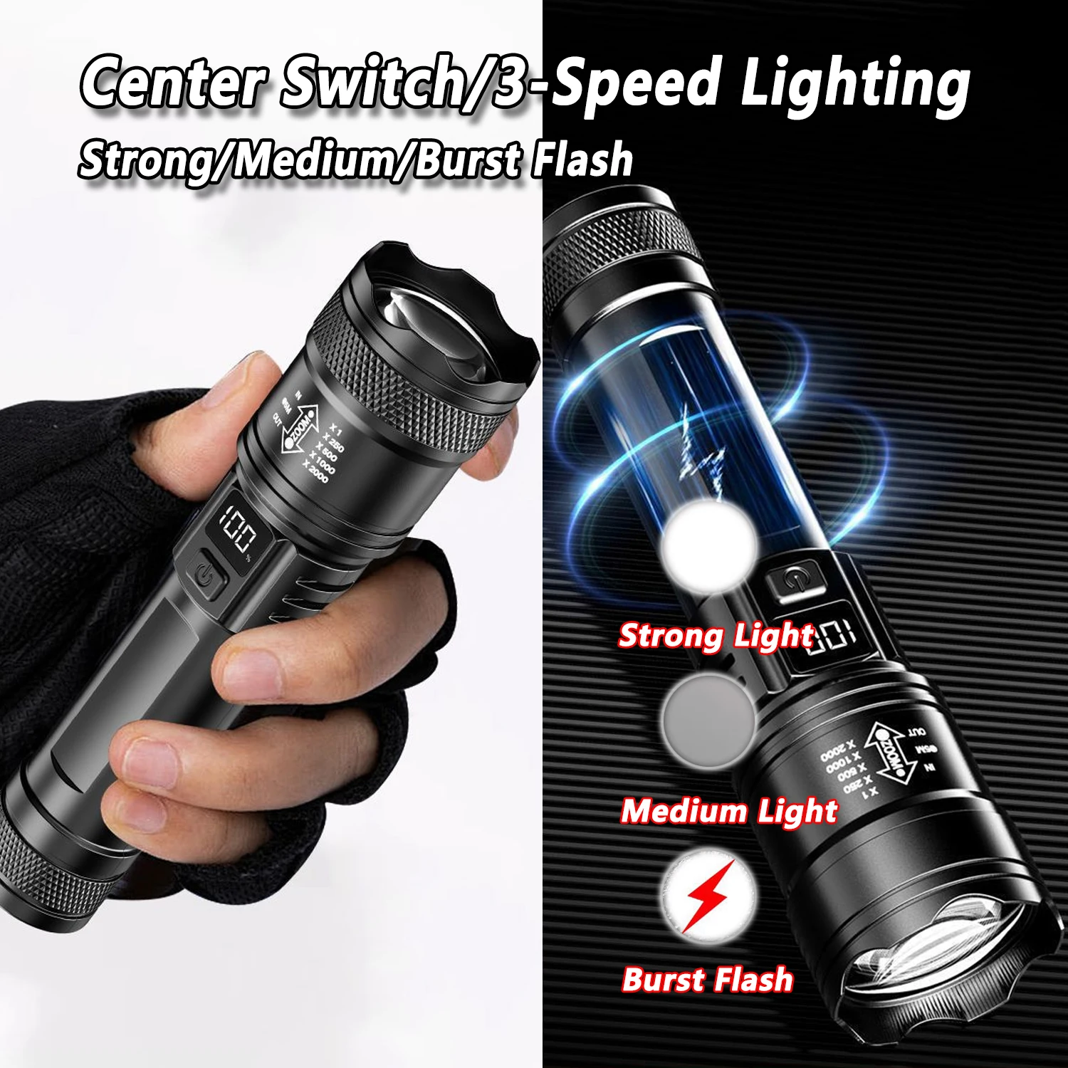 Ultra Bright LED Flashlight 20 - đánh giá và giá Outdoor Lighting Black