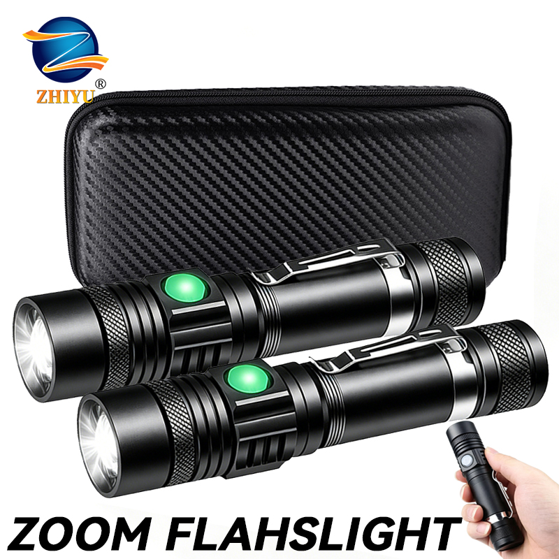 T6 LED Rechargeable Flashlight - đánh giá và giá Outdoor Lighting Black