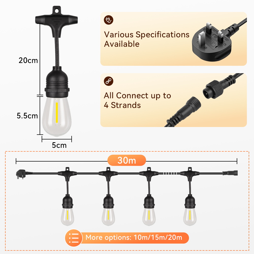 E27 Outdoor String Lights LED  - đánh giá và giá Outdoor Lighting Uk